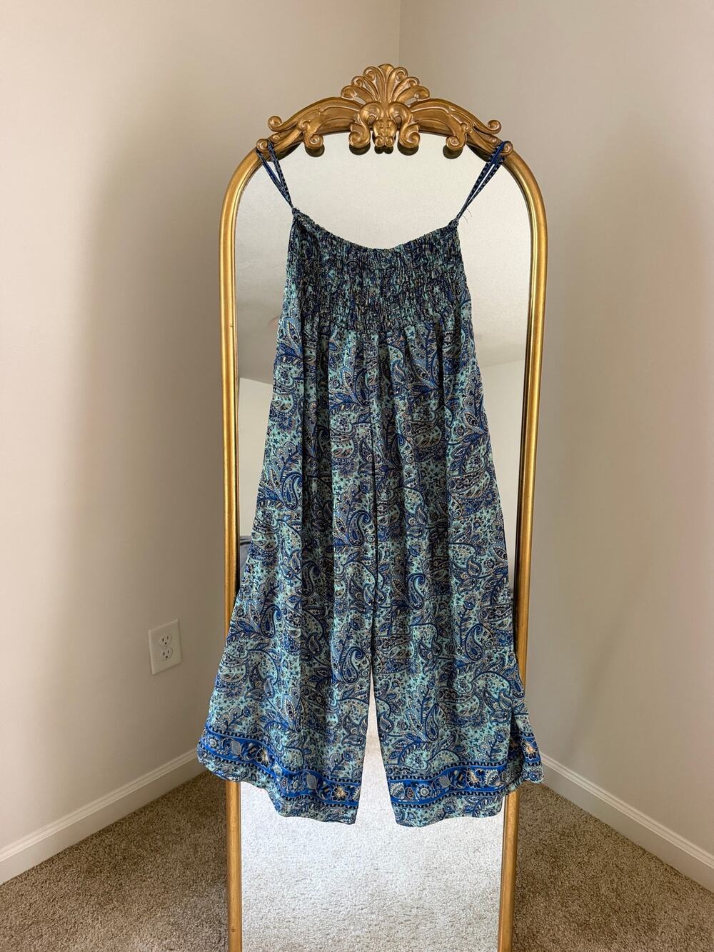 Jessica Taylor Paisley Flowy Floral Blue Print Pants